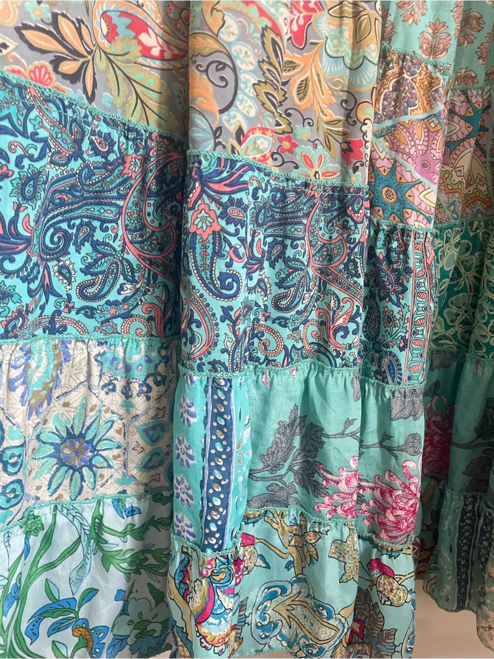 Boho Cottagecore Patchwork Maxi Skirt Size Medium Festival Indie - Picture 8 of 9